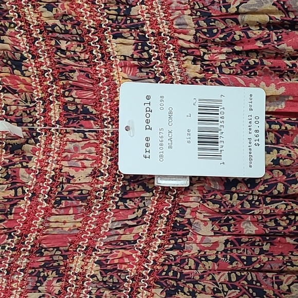 FREE PEOPLE GATEWAY FLORAL PRINT PLEATED MAXI DRESS SIZE L - Picture 3 of 11